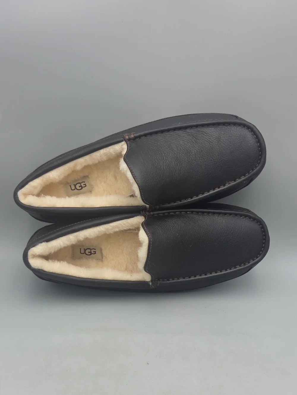 UGG Men's Ascot Brown Leather House Slippers Men 12